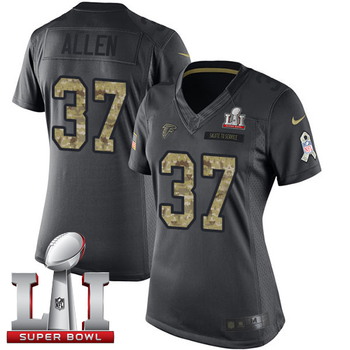 Nike Falcons #37 Ricardo Allen Black Super Bowl LI 51 Women's Stitched NFL Limited 2016 Salute to Service Jersey - Click Image to Close